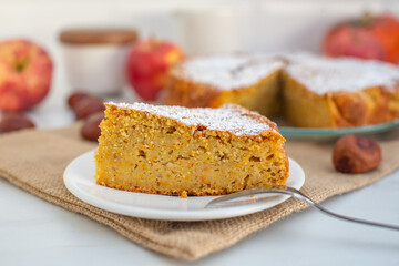 sweet home made apple pumpkin pie with almonds