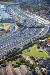 Australian interstate traffic, aerial view on a sunny day