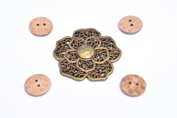 Fototapeta premium Decorative Colorful Vintage Sewing Buttons isolated on white background