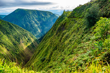 Fototapeta premium landscape with sky, valley in hawaii