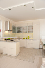 Fototapeta na wymiar Modern design white Kitchen Interior