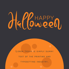 Halloween background. Vector illustration with text, moon. Creative design for invitation and party.