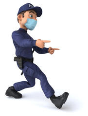 Fun 3D illustration of a cartoon Police Officer