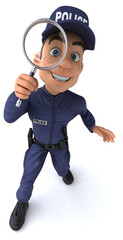 Fun 3D illustration of a cartoon Police Officer