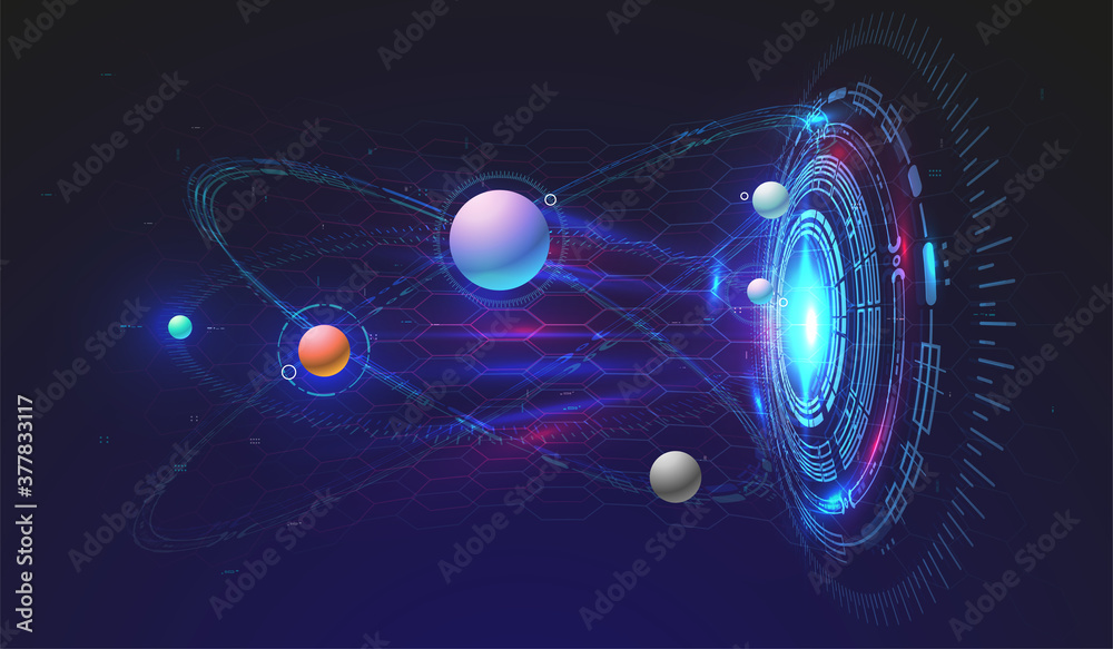 Poster hi-tech technological background with hud elements. futuristic circle interface design. abstract fut