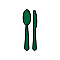 Knife and spoon flat icon. Design template vector