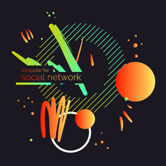 Obraz premium Template for social network. Modern poster. Different shapes in Doodle style. Abstract spots and shapes on background.