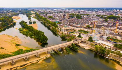 Fototapeta premium Aerial view of the city Tours and cathedral of Saint Gatien. France