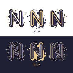 The letter N of the Latin alphabet. Display character in a contemporary style. A sign with dynamic splashes.