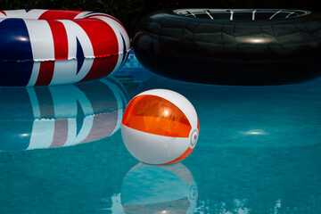 Floating Tire and Ball in the Pool