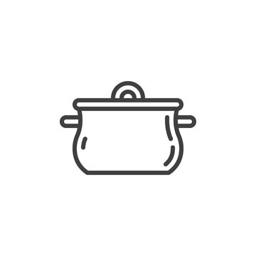 Cooking pan line icon. linear style sign for mobile concept and web design. Saucepan casserole outline vector icon. Symbol, logo illustration. Vector graphics