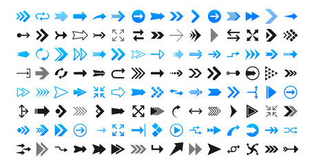 Fototapeta na wymiar Arrows big black set icons. Arrow icon. Arrows for web design, mobile apps, interface and more. Vector stock illustration.