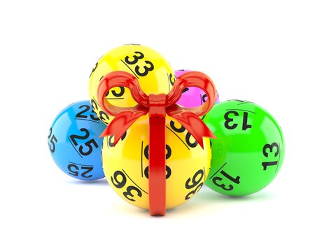 Lotto balls with red ribbon