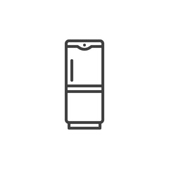 Fridge, freezer line icon. linear style sign for mobile concept and web design. Refrigerator outline vector icon. Symbol, logo illustration. Vector graphics