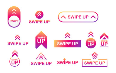 Swipe up icon set isolated on background for stories design. Vector stock illustration