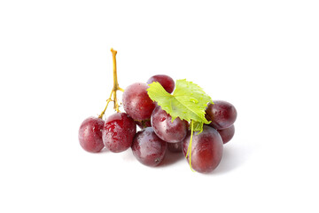 Ripe grapes on white background