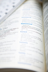 close up of open dictionary