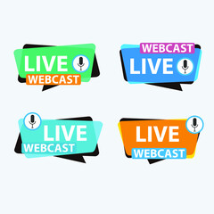 Live Webinar Button, icon, emblem label Vector illustration flat linear badge and banner, scroll, sticker, ribbon, embem, background, poster.