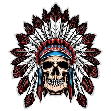 skull with indian headdress vector