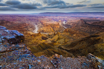 Landscape with the Fish river canyon in south Namibia