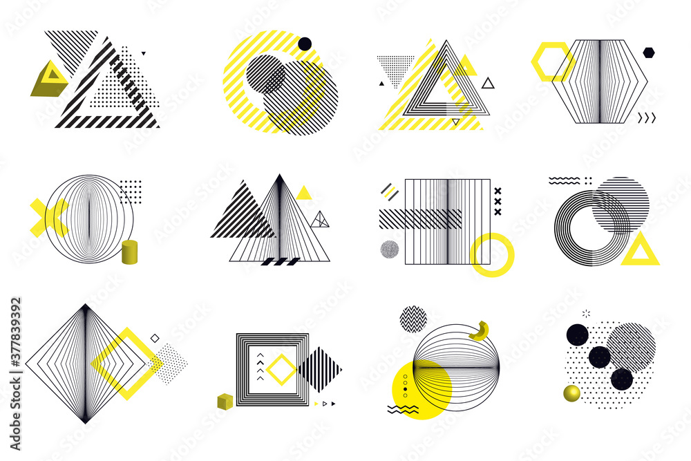 Wall mural set of modern abstract elements for graphic and web design. vector illustration concepts for social 