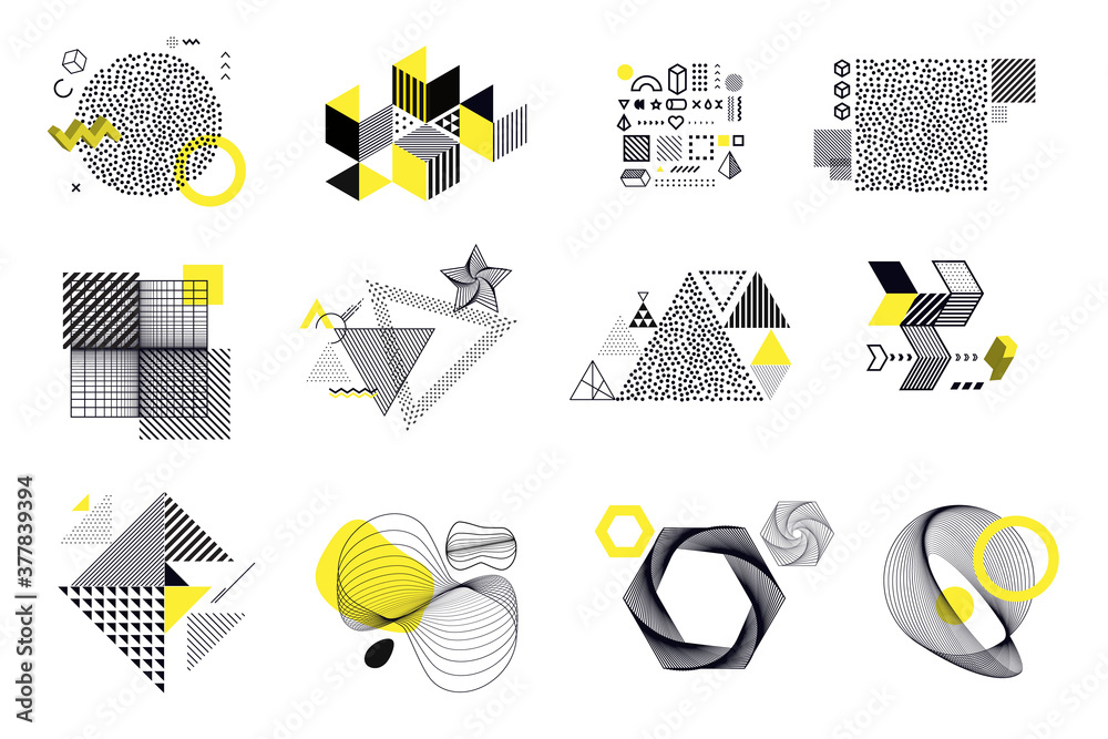 Wall mural set of modern abstract elements for graphic and web design. vector illustration concepts for social 