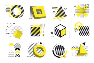 Set of modern abstract elements for graphic and web design. Vector illustration concepts for social media banners and post, business presentation and report templates, marketing material, print design