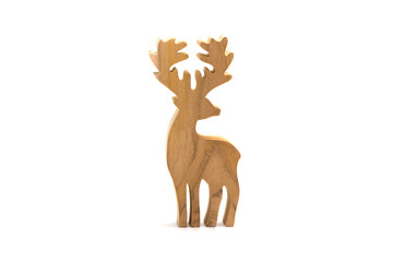 Wooden deer isolated on a white background
