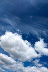 Fototapeta na wymiar Beautiful large white clouds against the blue sky.