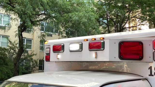 ambulance lights close up red white