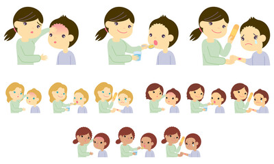 子供の健康管理をする母親／A mother who manages the health of her child