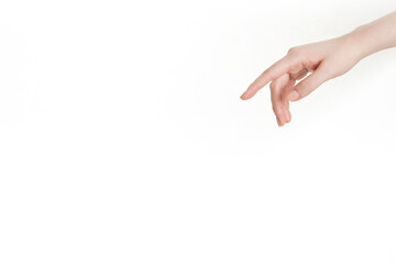 woman's hand on white background