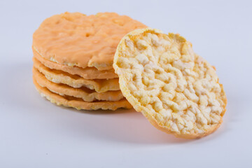 A flat round galette on white background. Delicious cookies