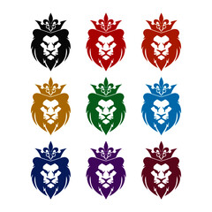 Lion with fleur de lis icon, color set