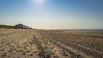 Wenduine beach on the Belgian coast during a nice indian summer day