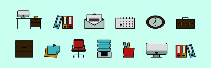 set of business office cartoon icon design template with various models. vector illustration