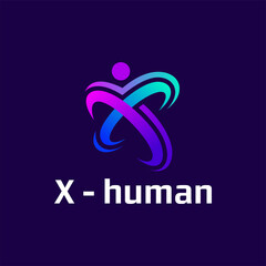 letter X with people logo design