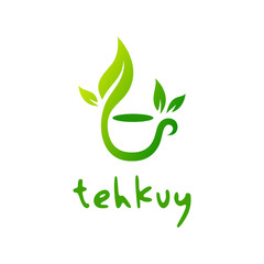 cup and leaf for tea logo design