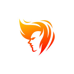  man with fire hairstyle logo design
