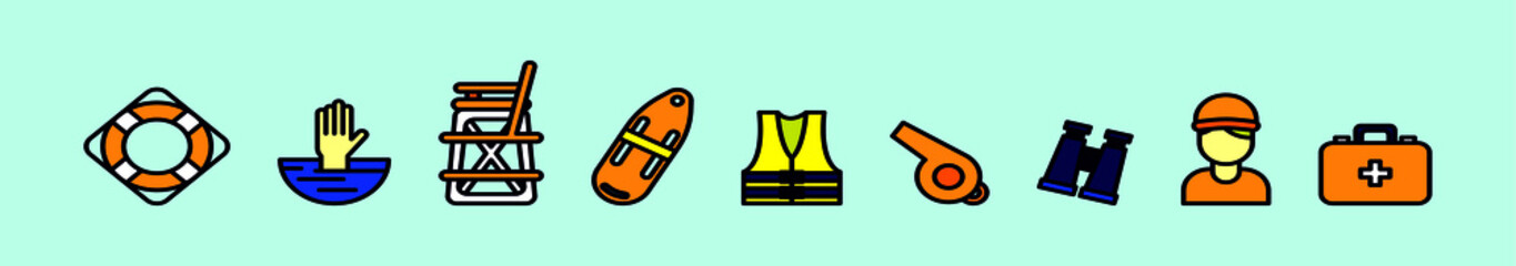 set of lifeguard icon design template with various models. vector illustration