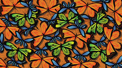 Fototapeta na wymiar Seamless colorful butterfly background vector