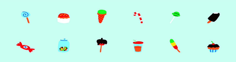 set of sweet food cartoon icon design template with ice cream. vector illustration