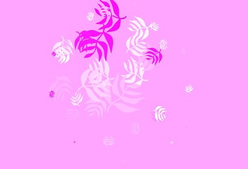 Fototapeta na wymiar Light Purple, Pink vector abstract background with leaves.