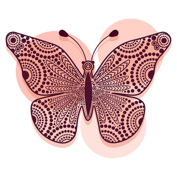 Vector dot outline decorative butterfly illustration