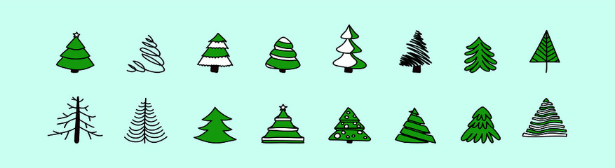set of tree cartoon icon design template with various models. vector illustration