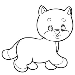 sketch cat, pet, coloring book, isolated object on white background, vector illustration,