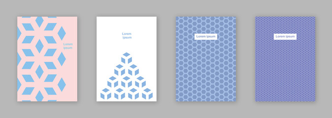 Baby Blue  hexagon pattern brochure cover design template vector set/ EPS 10