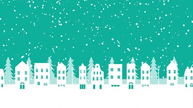Snowy townscape parallax animation