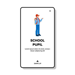 School Pupil With Backpack Go Classroom Vector