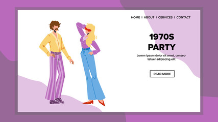 1970s Party People Enjoying In Nightclub Vector